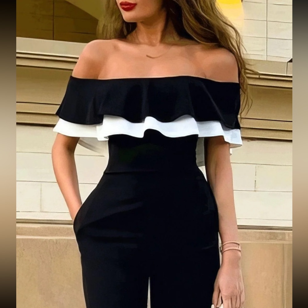 Off Shoulder Slim Fit Short Sleeve Ruffle
Jumpsuit - Picture 14 of 15